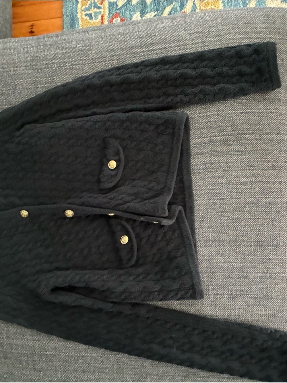 J.Crew Odette Cable Knit Cardigan in Cotton Blend Boucle - Picture 2 of 3